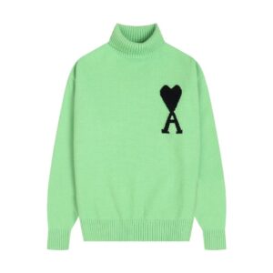 AMI PARIS Classic Jacquard Big A Love Couple Knit Turtleneck Sweater