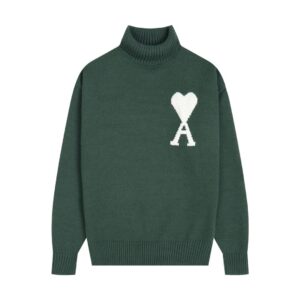 AMI PARIS Classic Jacquard Big A Love Couple Knit Turtleneck Sweater