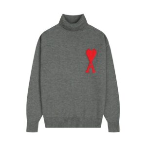 AMI PARIS Classic Jacquard Big A Love Couple Knit Turtleneck Sweater