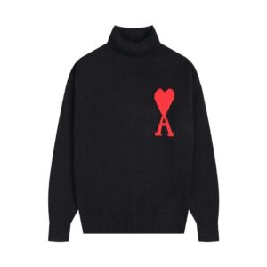 AMI PARIS Classic Jacquard Big A Love Couple Knit Turtleneck Sweater
