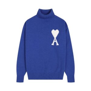 AMI PARIS Classic Jacquard Big A Love Couple Knit Turtleneck Sweater