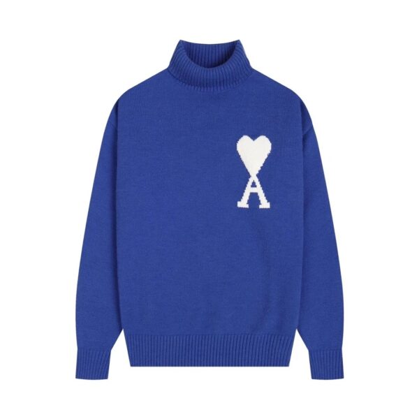 AMI PARIS Classic Jacquard Big A Love Couple Knit Turtleneck Sweater