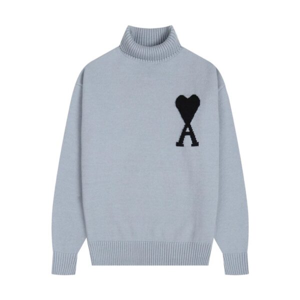 AMI PARIS Classic Jacquard Big A Love Couple Knit Turtleneck Sweater