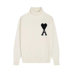 AMI PARIS Classic Jacquard Big A Love Couple Knit Turtleneck Sweater