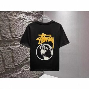 Stussy black eight short sleeve is not offset printing is (towel embroidery)
