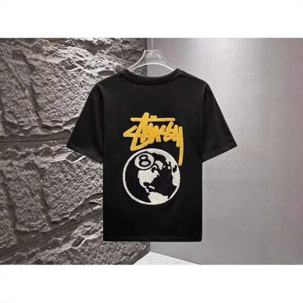 Stussy black eight short sleeve is not offset printing is (towel embroidery)