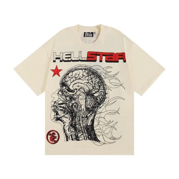 Hellstar High Street American Street Hip Hop Peplum Printed Short Sleeve T-Shirt