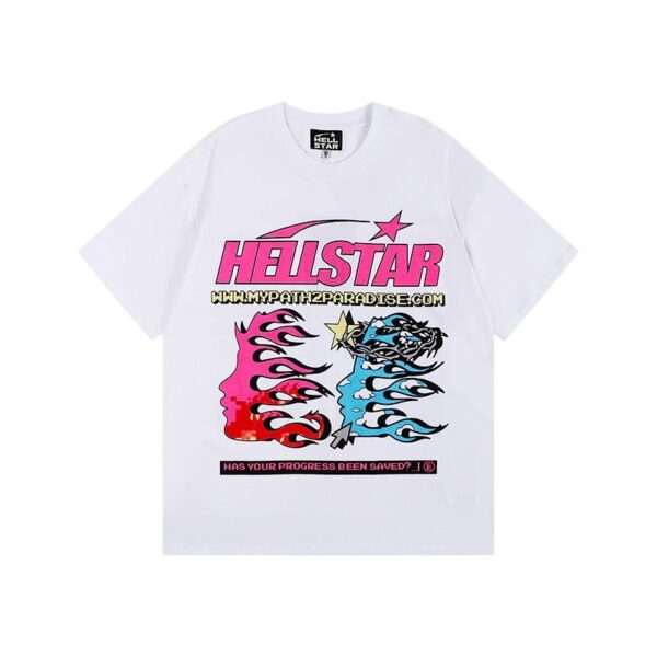 Hellstar High Street American Street Hip Hop Peplum Printed Short Sleeve T-Shirt