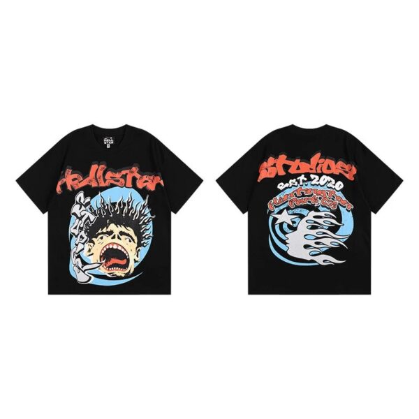 Hellstar High Street American Street Hip Hop Peplum Printed Short Sleeve T-Shirt
