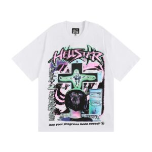 Hellstar High Street American Street Hip Hop Peplum Printed Short Sleeve T-Shirt
