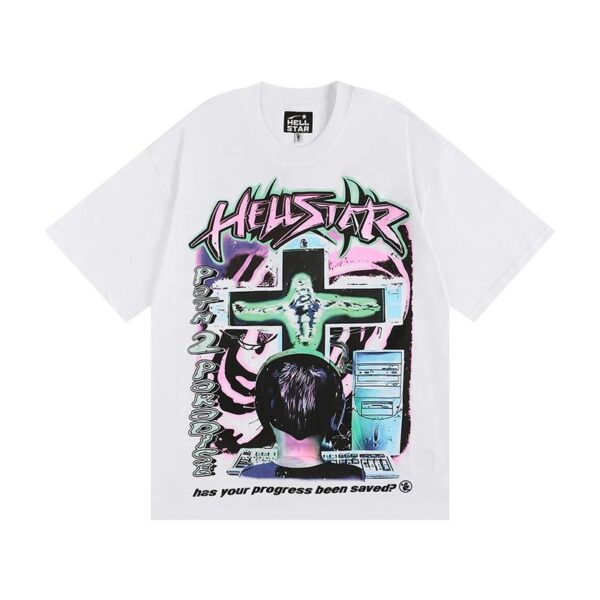Hellstar High Street American Street Hip Hop Peplum Printed Short Sleeve T-Shirt