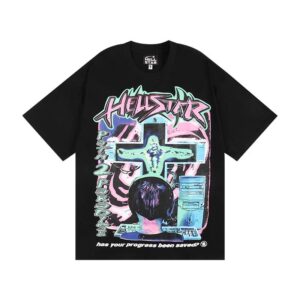 Hellstar High Street American Street Hip Hop Peplum Printed Short Sleeve T-Shirt