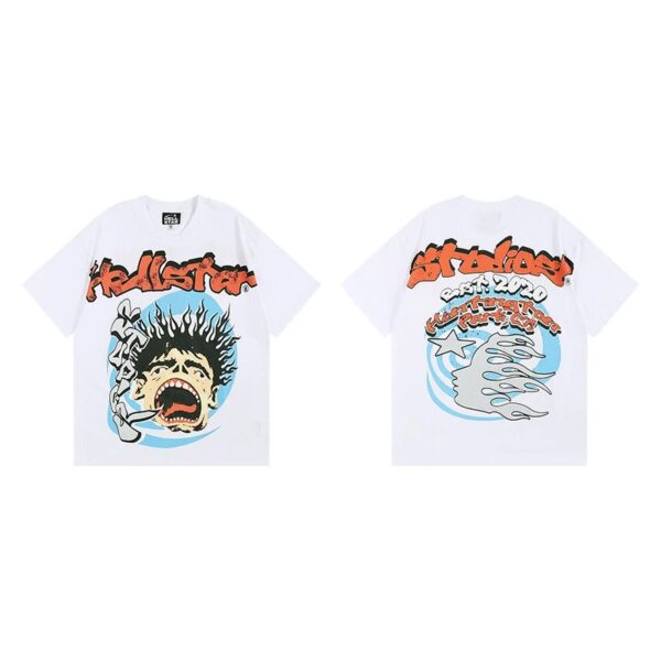 Hellstar High Street American Street Hip Hop Peplum Printed Short Sleeve T-Shirt