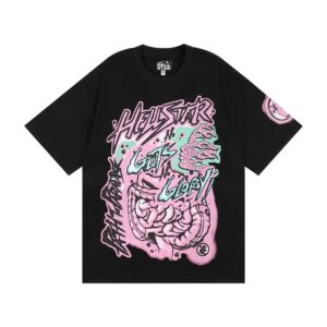 Hellstar High Street American Street Hip Hop Peplum Printed Short Sleeve T-Shirt