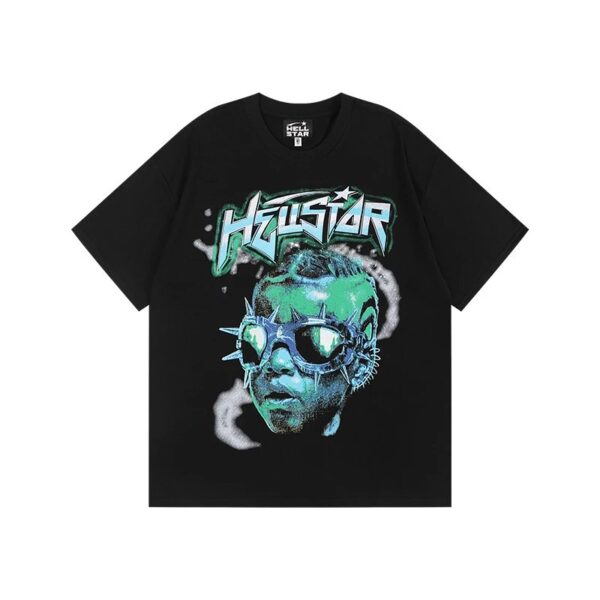Hellstar High Street American Street Hip Hop Peplum Printed Short Sleeve T-Shirt