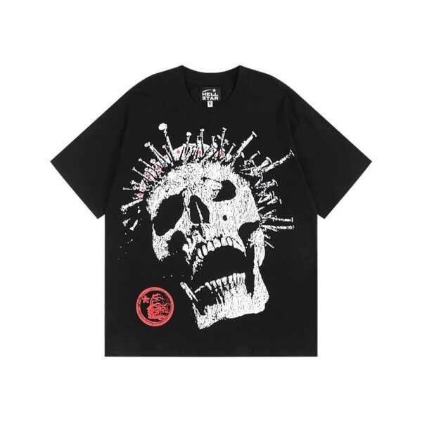 Hellstar High Street American Street Hip Hop Peplum Printed Short Sleeve T-Shirt