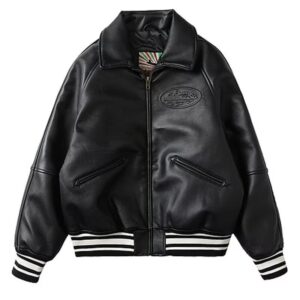 AC Milan Heavy Craft Embroidery Patchwork Leather Sleeve OFF Hundred Baseball Jacket