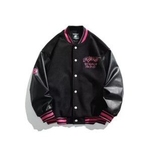 AC Milan Heavy Craft Embroidery Patchwork Leather Sleeve OFF Hundred Baseball Jacket