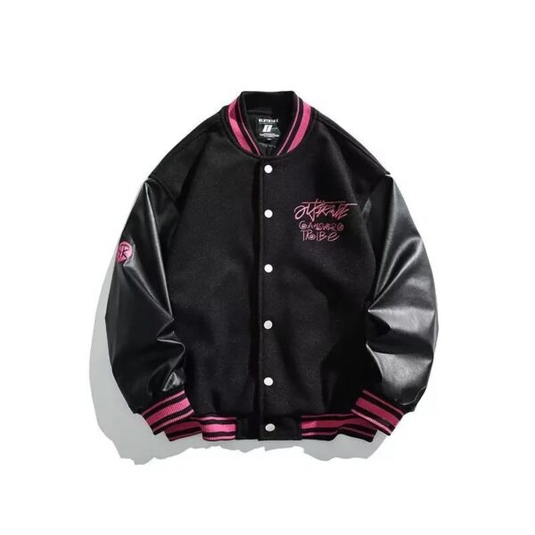 AC Milan Heavy Craft Embroidery Patchwork Leather Sleeve OFF Hundred Baseball Jacket