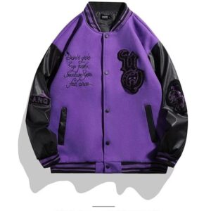 AC Milan Heavy Craft Embroidery Patchwork Leather Sleeve OFF Hundred Baseball Jacket
