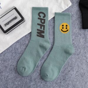 Drew Smiley Face Rhinestone Sports Knee-High Socks