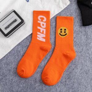 Drew Smiley Face Rhinestone Sports Knee-High Socks