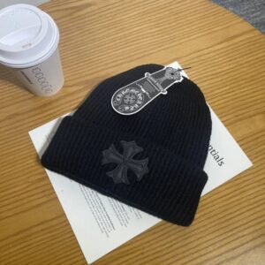 Chrome Hearts Black Cross Knit Beanie