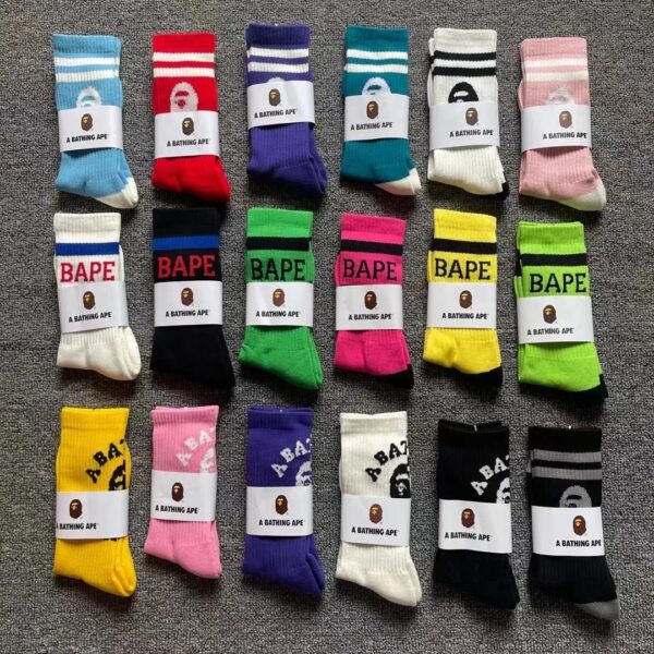 Bape Printed Logo Long Short Sports Skate Socks Multi-Color Collection