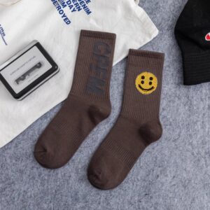 Drew Smiley Face Rhinestone Sports Knee-High Socks