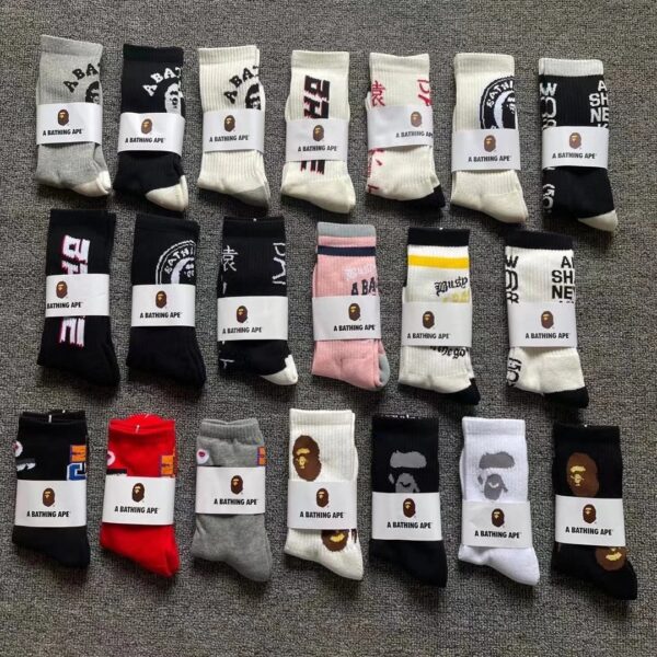 Bape Printed Logo Long Short Sports Skate Socks Multi-Color Collection