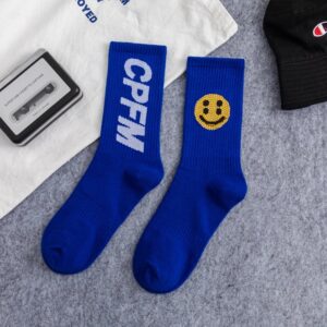 Drew Smiley Face Rhinestone Sports Knee-High Socks