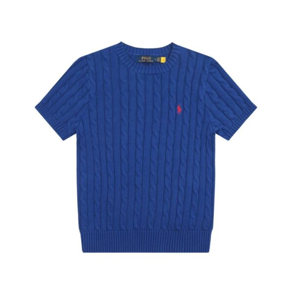 Ralph Lauren Embroidered Pony Logo Cable-Knit Round Neck Sweater