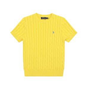 Ralph Lauren Embroidered Pony Logo Cable-Knit Round Neck Sweater
