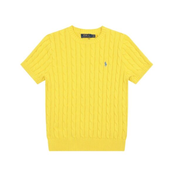 Ralph Lauren Embroidered Pony Logo Cable-Knit Round Neck Sweater