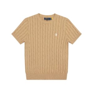Ralph Lauren Embroidered Pony Logo Cable-Knit Round Neck Sweater