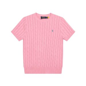 Ralph Lauren Embroidered Pony Logo Cable-Knit Round Neck Sweater