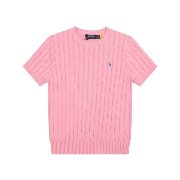 Ralph Lauren Embroidered Pony Logo Cable-Knit Round Neck Sweater