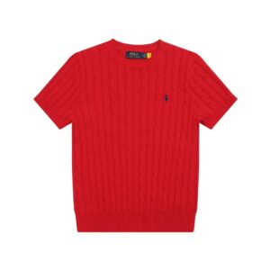 Ralph Lauren Embroidered Pony Logo Cable-Knit Round Neck Sweater