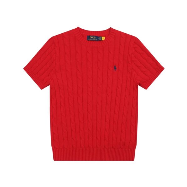 Ralph Lauren Embroidered Pony Logo Cable-Knit Round Neck Sweater