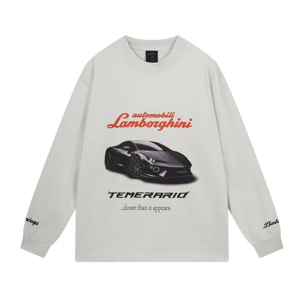 Balenciga ✘Lamborghini Sports car logo direct-print long-sleeved shirt