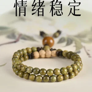 Lucky Zen Bead Natural Green Sandalwood Health and Peace Bracelet