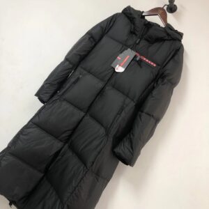 Prada 24SS Hooded P-Logo Heat-Sealed Red Label Long Down Coat ⚠️