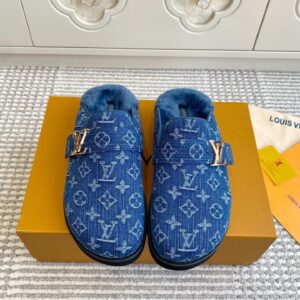 Louis Vuitton Couple's   Slip-On Moccasins Fleece-Lined Slippers