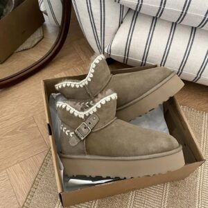 UGG Chunky Knit Side Buckle Boots with Melange Finish