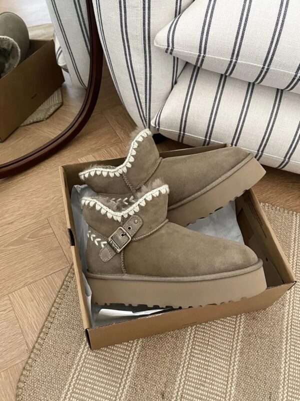 UGG Chunky Knit Side Buckle Boots with Melange Finish