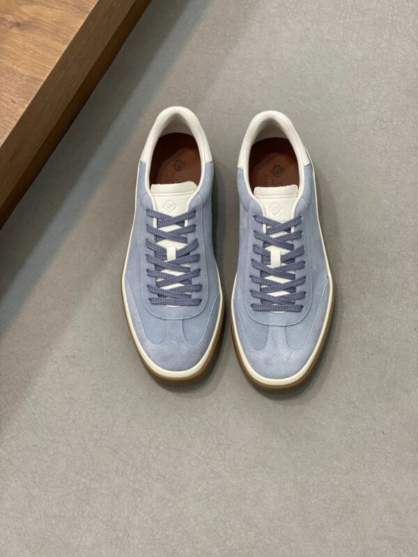 Loro Piana Men's Lace-Up Outdoor Casual Shoes Blue