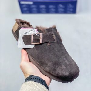 Birkenstock Boston Suede Shearling - Coffee Brown