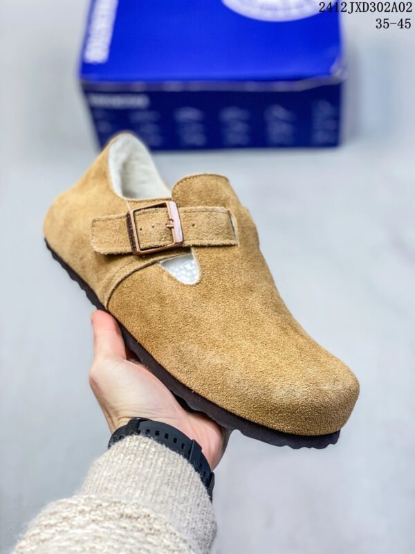 ✅ Birkenstock Boston VL Suede Metal Buckle Cork-Soled Moccasin Slippers