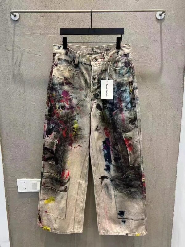 Acne Studios FW25 New Ink-Splattered Distressed Paint Pants