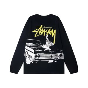 Stussy Crew Neck Letter Car Beauty Print Minimalist Long-Sleeve American Vintage T-Shirt Unisex